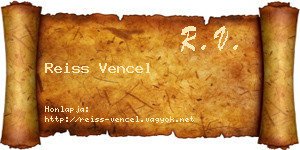 Reiss Vencel névjegykártya